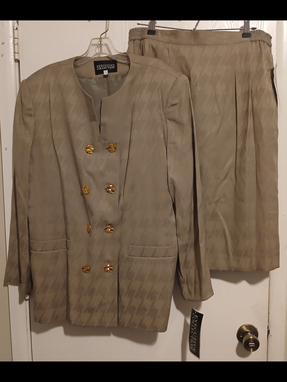 Vintage Beige Executive Collection Sears Sz 18 2 Pc Suit Blazer Jacket Skirt NWT